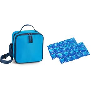 Kleine koeltas voor lunch lichtblauw met 2 stuks flexibele koelelementen 4.5 liter -