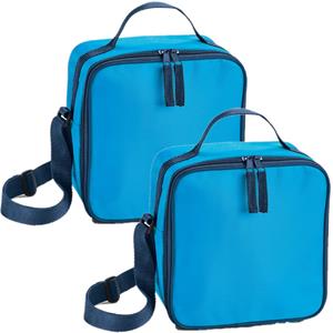 Set van 2x stuks kleine koeltassen voor lunch lichtblauw 20 x 20 x 11 cm 4.5 liter -