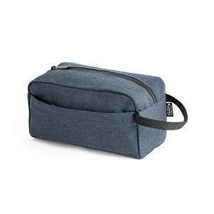 Toilettas met voorvakje en hengsel - blauw - 22 x 12 x 11 cm - polyester - kind/volwassenen -