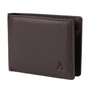 Simple Elk Leather Wallet with Coin Pocket (Dark Brown)