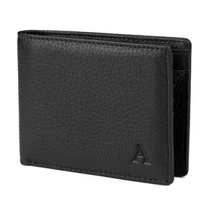 Simple Elk Leather Wallet with Coin Pocket (Black)