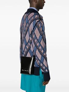 Marni logo-print faux-leather crossbody bag - Zwart