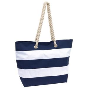 Strandtas gestreept blauw/wit 47 cm -