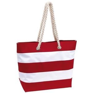 Strandtas gestreept rood/wit 47 cm -