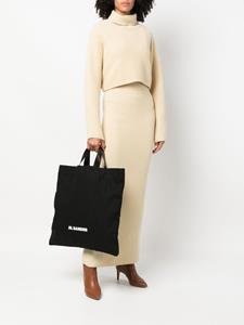 Jil Sander Shopper met logoprint - Zwart