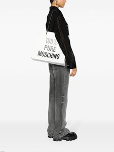 Moschino logo-print leather tote bag - Wit