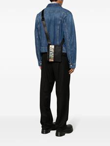Versace iridescent logo-tape messenger bag - Zwart