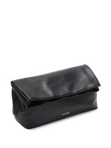 Jil Sander logo-stamp leather clutch bag - Zwart