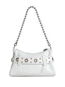 Dsquared2 Gothic logo-plaque leather shoulder bag - 1062 white/black