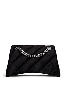Balenciaga small Crush velvet shoulder bag - Zwart
