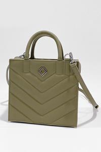 Trashious Damen vegan Box Bag Apfelleder Olivfarbene Naht