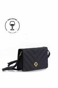 Trashious Damen vegan Clutch Wein Leder Schwarz