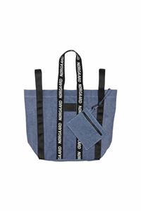 Mads Nørgaard Damen vegan Shopper Tasche Denim Overdyed Paisley Lila