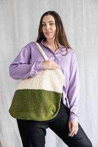 Jyoti Fair Works Damen vegan Shopper Meesu Creme & Grün