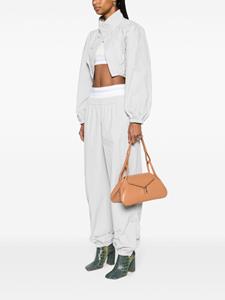 Amina Muaddi Gemini leren schoudertas - Beige