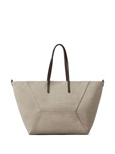 Brunello Cucinelli trapeze-body cotton-blend tote bag - Beige