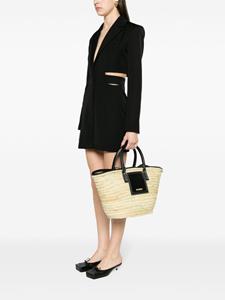 Jacquemus logo-lettering straw beach bag - Beige