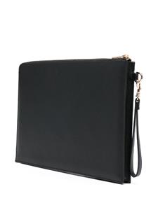 A.P.C. logo-debossed leather clutch bag - Zwart