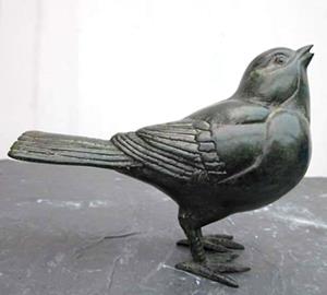 Urnwebshop Zwaar Bronzen Merel Grafdecoratie - Groen Gepatineerd