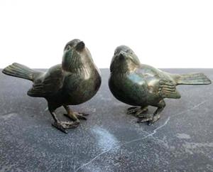Urnwebshop Zwaar Bronzen Mussen Grafset - Groen Gepatineerd Brons