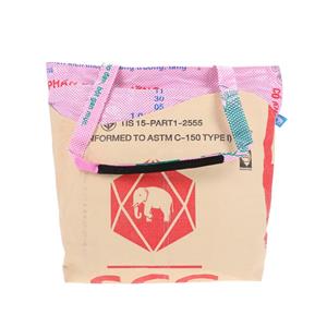 Shopper tas van gerecyclede cementzakken met rits - Alley - olifant / roze