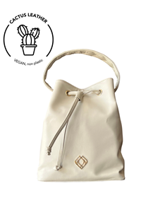Trashious Damen vegan Bucket Bag Kaktus Leder Off White
