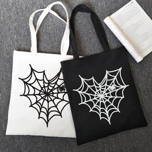 Aidegou17 Spider gothic shopper tas print kawaii casual vrouwelijke canvas tas met grote capaciteit Harajuku casual anime y2k vrouwelijke schoudertassen