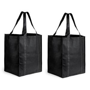Merkloos 2x Boodschappen tas/shopper zwart cm -