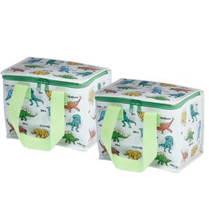 Puckator 2x Stuks Kleine lunch koeltas - Dinosaurus print - 21 x 16 x 14 cm - 4,7 liter -