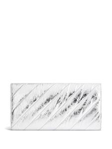 Balenciaga Crush quilted metallic leather wallet - Zilver