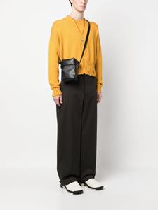Jil Sander Leren messengertas - Zwart