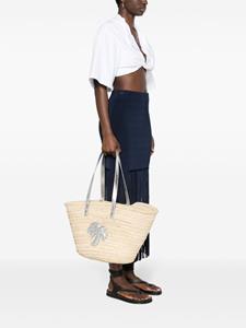 Palm Angels logo-appliqué straw beach bag - Zilver