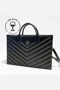 Trashious Damen vegan Businessbag Wein Leder Schwarz
