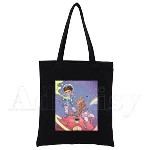 Aidegou18 Melanie Martinez Vrouwen Handtassen Zwart Canvas Tote Shopping Tassen Herbruikbare Shopping Bag Eco Opvouwbaar