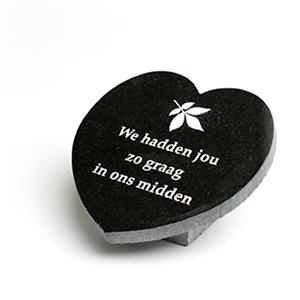 Gedenkartikelen Gedenksteen hart + boomblad: We hadden jou zo graag in ons midden