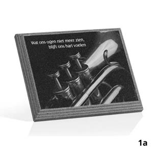 Gedenkartikelen Gedenkplaat 20x15cm: tekst + lasertekening