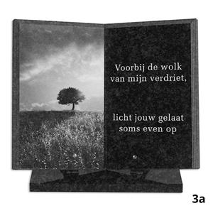Gedenkartikelen Gedenkmonument Boek 35x35cm: tekst + lasertekening