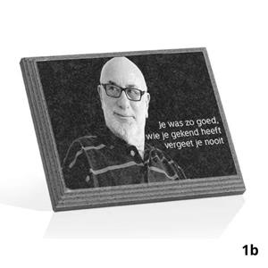 Gedenkartikelen Gedenkplaat 20x15cm: tekst + laserfoto persoon