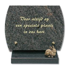 Gedenkartikelen Gedenksteen + Konijn: Voor altijd op een speciale plaats in ons hart