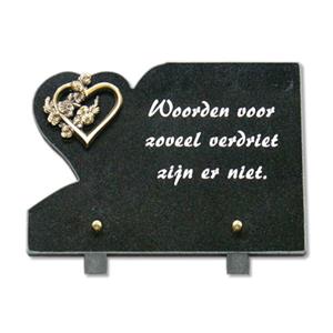 Gedenkartikelen Gedenksteen 18x25cm met Hart-in-Hart uitsnede