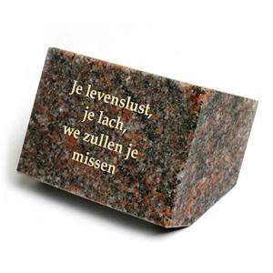Gedenkartikelen Gedenksteen 8x11x8cm: Je levenslust , je lach, we zullen je missen