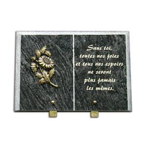 Gedenkartikelen Gedenksteen 25x35cm op aluminium steuntjes met bronzen zonnebloem