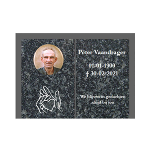 Gedenkartikelen Gedenksteen 25x35cm met achtersteuntje + fotokeramiek + gravure
