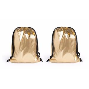 Merkloos 2x stuks goud metallic gymtassen met rijgkoord x cm -