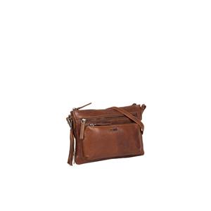 Justified Bags Nynke Medium Front Pocket - Leren Schoudertas Bruin