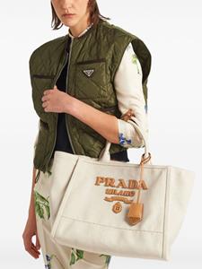 Prada large logo-appliqué tote bag - Beige