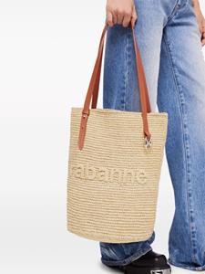 Rabanne Raffia shopper met geborduurd logo - Beige