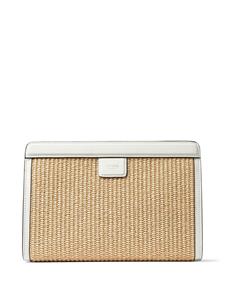 Jimmy Choo Avenue logo-embroidered woven clutch - Beige