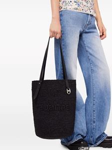 Rabanne Raffia shopper met geborduurd logo - Zwart