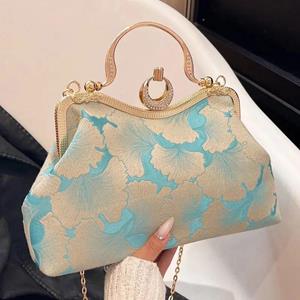 RUWB BAGS Floral Print Small Tote 2024 Designer Luxury Women Green Handbags Party Clutch Female Dinner Chain Shoulder Bags Messenger Bags